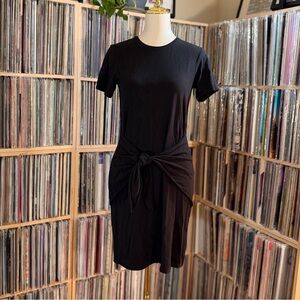 Theory Perfect Black Dress. Front Tie T-shirt Minimalist Size M Designer CBK